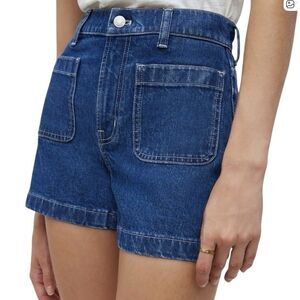 Madewell The Denim Emmett High-Rise Sailor Shorts Patch Pocket Woodston Wash 26